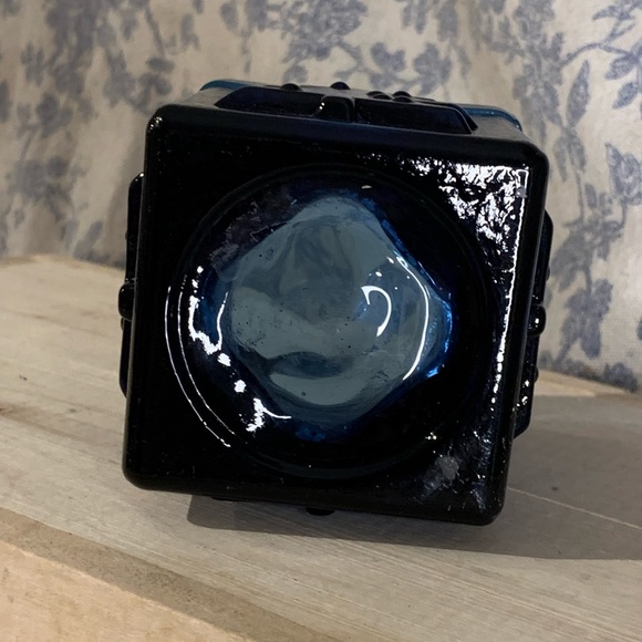 VTG Cobalt Blue Pressed Glass Christmas Tree 3” Square Candle Votive - Picture 8 of 8